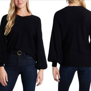 NWT 1.STATE Black Balloon Sleeve Sweater